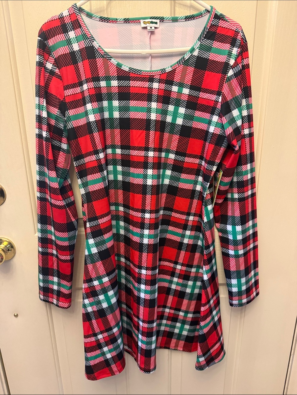 Tipsy Elves Plaid Long-Sleeve Dress